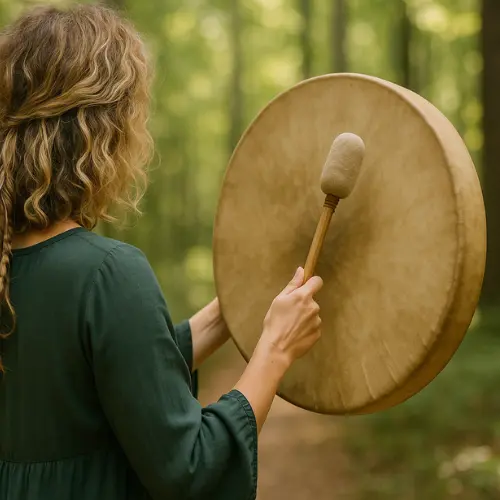 Emmanuelle en méditation – Tambour chamanique et reconnexion profonde Pratique spirituelle d’Emmanuelle en méditation avec tambour chamanique – reconnexion aux énergies de la Terre.