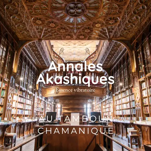 Bibliothèque symbolique représentant les Annales Akashiques lors d’un voyage au tambour chamanique
